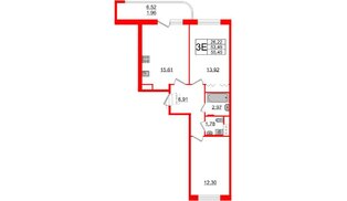 Квартира в ЖК Энфилд, 2 комнатная, 54.97 м², 2 этаж