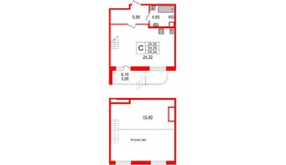 Квартира в ЖК Энфилд, студия, 53.34 м², 1 этаж
