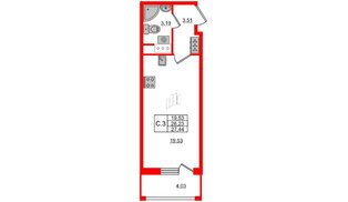 Квартира в ЖК 'Pulse Premier', студия, 26.23 м², 17 этаж