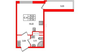 Квартира в ЖК 'Pulse Premier', студия, 24.87 м², 3 этаж