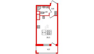 Квартира в ЖК 'Pulse Premier', студия, 25.47 м², 2 этаж