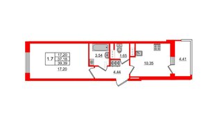 Квартира в ЖК «Пульс Премьер», 1 комнатная, 36.8 м², 4 этаж