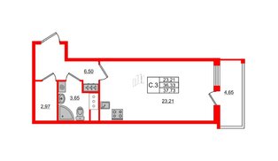 Квартира в ЖК 'Pulse Premier', студия, 36.33 м², 8 этаж