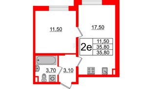 Квартира в ЖК 'Цивилизация', 1 комнатная, 35.8 м², 1 этаж