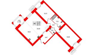 Квартира в ЖК Листва, 3 комнатная, 98.16 м², 3 этаж