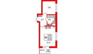Квартира в ЖК Стерео-4, 1 комнатная, 34.07 м², 1 этаж