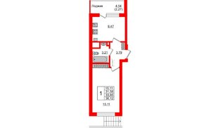 Квартира в ЖК Стерео-4, 1 комнатная, 33.85 м², 1 этаж