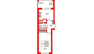 Квартира в ЖК Стерео-4, 1 комнатная, 34.13 м², 9 этаж