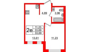 Квартира в ЖК ЦДС Мурино Space, 1 комнатная, 33.69 м², 2 этаж