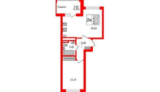 Квартира в ЖК Стерео-4, 1 комнатная, 43.17 м², 3 этаж