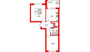 Квартира в ЖК Стерео-4, 2 комнатная, 47.79 м², 8 этаж