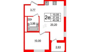 Квартира в ЖК ЦДС Мурино Space, 1 комнатная, 37.93 м², 8 этаж