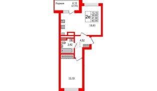 Квартира в ЖК Стерео-4, 1 комнатная, 41.9 м², 9 этаж