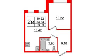 Квартира в ЖК ЦДС Мурино Space, 1 комнатная, 33.83 м², 2 этаж