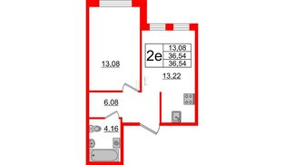Квартира в ЖК ЦДС Мурино Space, 1 комнатная, 36.54 м², 1 этаж