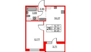 Квартира в ЖК ID Мурино 2, 1 комнатная, 39.45 м², 10 этаж