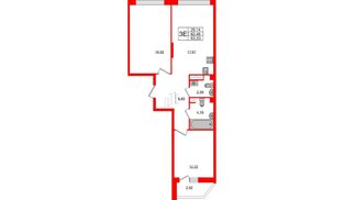 Квартира в ЖК Дом на Васильевском, 2 комнатная, 65.3 м², 11 этаж