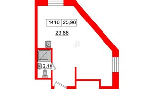 Апартаменты в ЖК Вертикаль на Лесной, студия, 26.3 м², 14 этаж