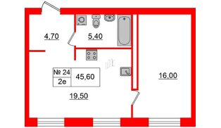 Квартира в ЖК «Аура», 1 комнатная, 47.6 м², 5 этаж
