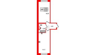 Квартира в ЖК Удача, 1 комнатная, 46.28 м², 2 этаж