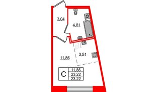 Квартира в ЖК Удача, студия, 23.1 м², 1 этаж