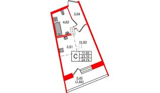 Квартира в ЖК Удача, студия, 24.5 м², 10 этаж
