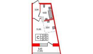 Квартира в ЖК Удача, студия, 24.4 м², 3 этаж