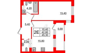 Квартира в ЖК Тайм Сквер, 1 комнатная, 45.3 м², 5 этаж