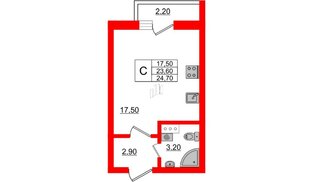 Квартира в ЖК «Дуэт», студия, 24.7 м², 8 этаж