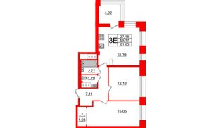 Квартира в ЖК Морская набережная.SeaView 2, 2 комнатная, 61.63 м², 12 этаж