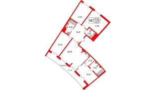 Квартира в ЖК Морская набережная.SeaView 2, 4 комнатная, 118.23 м², 14 этаж