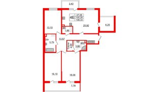 Квартира в ЖК «Солнечный город», 3 комнатная, 100.28 м², 8 этаж