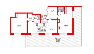 Квартира в ЖК БелАРТ, 2 комнатная, 100.07 м², 16 этаж