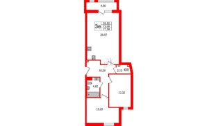 Квартира в ЖК Велламо, 2 комнатная, 74.43 м², 8 этаж