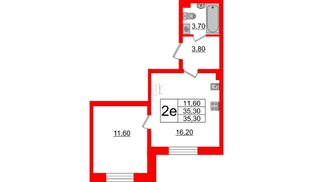 Квартира в ЖК 'Цивилизация', 1 комнатная, 35.3 м², 1 этаж