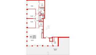 Квартира в ЖК Glorax Premium Василеостровский, 3 комнатная, 120.16 м², 19 этаж
