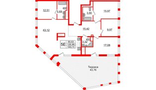 Квартира в ЖК Glorax Premium Василеостровский, 4 комнатная, 140.11 м², 19 этаж