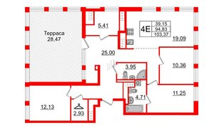 Квартира в ЖК Glorax Premium Василеостровский, 4 комнатная, 103.37 м², 18 этаж