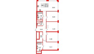 Квартира в ЖК Glorax Premium Василеостровский, 4 комнатная, 100.18 м², 19 этаж