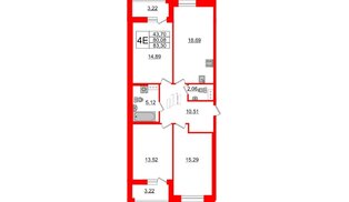 Квартира в ЖК Аквилон Leaves, 3 комнатная, 83.3 м², 4 этаж