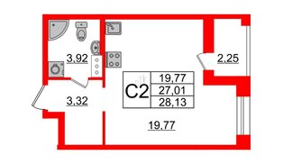Квартира в ЖК Аквилон Leaves, студия, 29 м², 12 этаж
