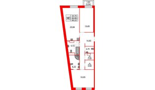 Квартира в ЖК Северная корона, 2 комнатная, 95.22 м², 5 этаж