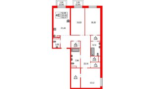 Квартира в ЖК Северная корона, 3 комнатная, 132.07 м², 8 этаж