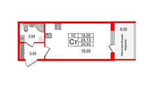Квартира в ЖК «Парадный ансамбль», студия, 23.5 м², 5 этаж