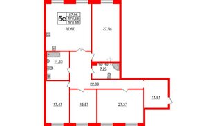 Квартира в ЖК Neva Haus, 4 комнатная, 178.8 м², 1 этаж