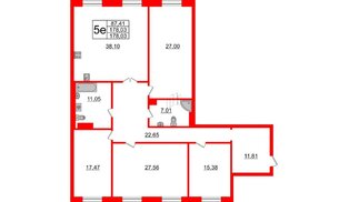 Квартира в ЖК Neva Haus, 4 комнатная, 178.1 м², 4 этаж