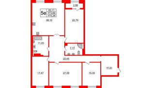 Квартира в ЖК Neva Haus, 4 комнатная, 175.5 м², 5 этаж