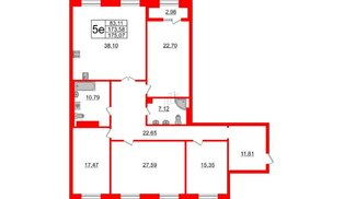 Квартира в ЖК Neva Haus, 4 комнатная, 175.3 м², 6 этаж