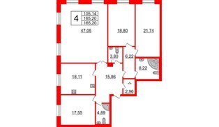 Квартира в ЖК Neva Haus, 4 комнатная, 165.7 м², 1 этаж