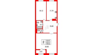 Квартира в ЖК Neva Haus, 2 комнатная, 95 м², 8 этаж